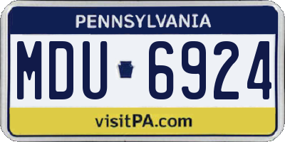 PA license plate MDU6924