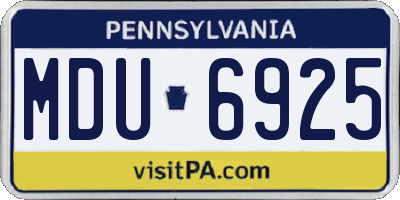 PA license plate MDU6925