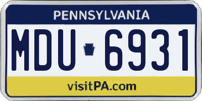PA license plate MDU6931