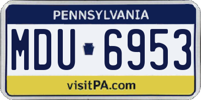 PA license plate MDU6953