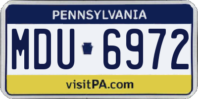 PA license plate MDU6972