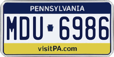 PA license plate MDU6986
