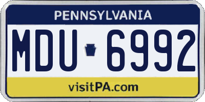 PA license plate MDU6992