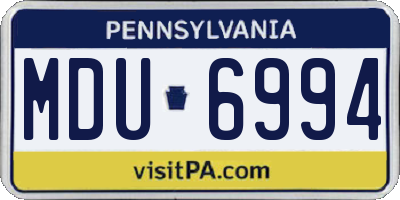 PA license plate MDU6994
