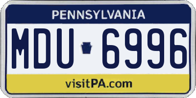 PA license plate MDU6996