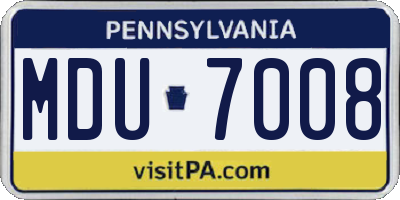 PA license plate MDU7008
