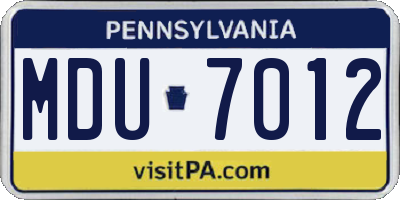 PA license plate MDU7012