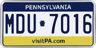 PA license plate MDU7016