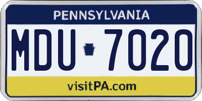 PA license plate MDU7020