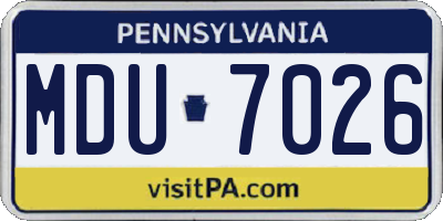 PA license plate MDU7026