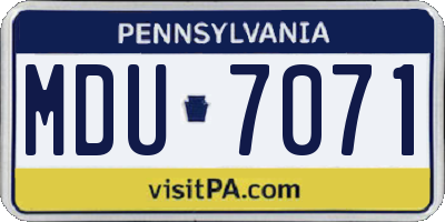 PA license plate MDU7071