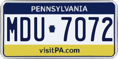 PA license plate MDU7072