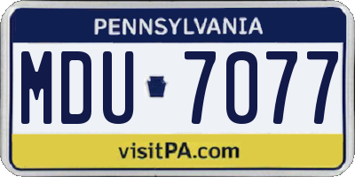 PA license plate MDU7077