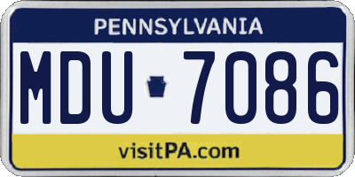 PA license plate MDU7086