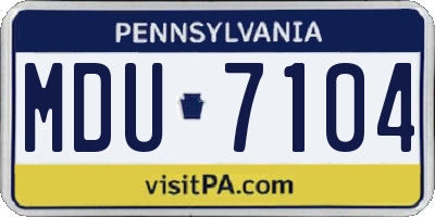 PA license plate MDU7104