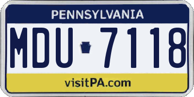 PA license plate MDU7118