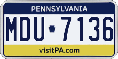 PA license plate MDU7136