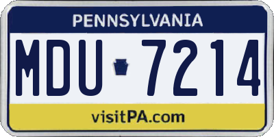 PA license plate MDU7214