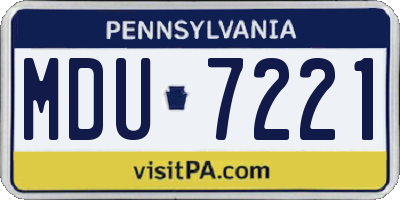 PA license plate MDU7221