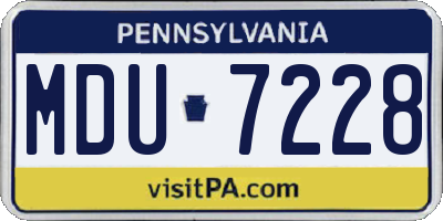 PA license plate MDU7228