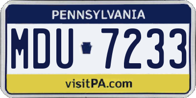PA license plate MDU7233