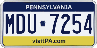 PA license plate MDU7254