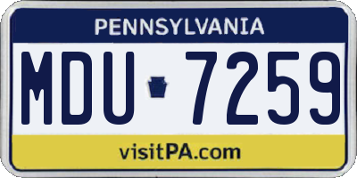 PA license plate MDU7259