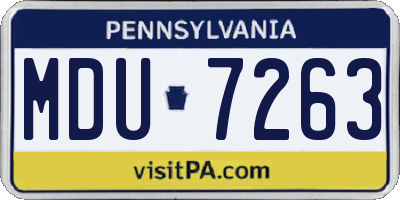 PA license plate MDU7263