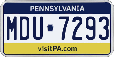 PA license plate MDU7293