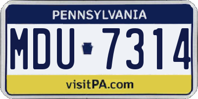 PA license plate MDU7314