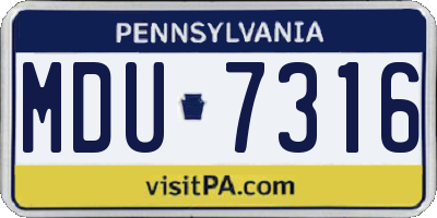 PA license plate MDU7316