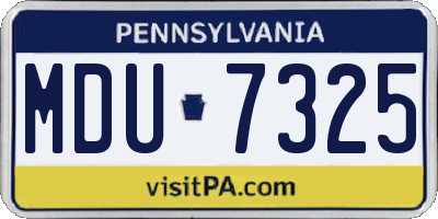 PA license plate MDU7325