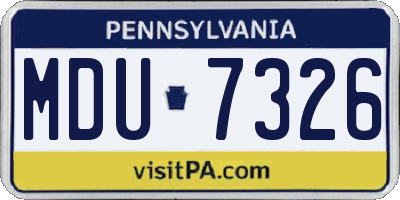 PA license plate MDU7326