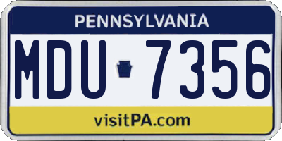 PA license plate MDU7356