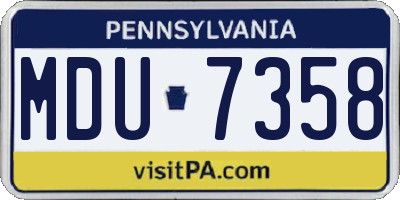 PA license plate MDU7358