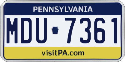PA license plate MDU7361