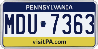 PA license plate MDU7363