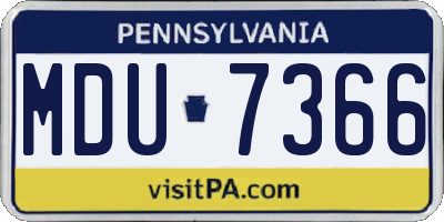PA license plate MDU7366