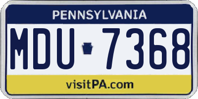 PA license plate MDU7368