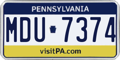 PA license plate MDU7374