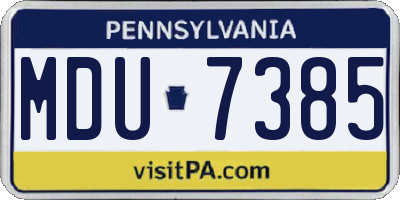 PA license plate MDU7385