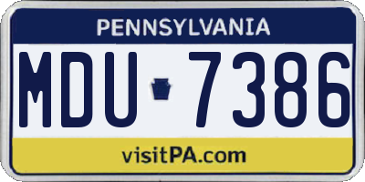 PA license plate MDU7386