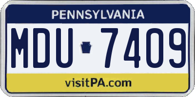 PA license plate MDU7409