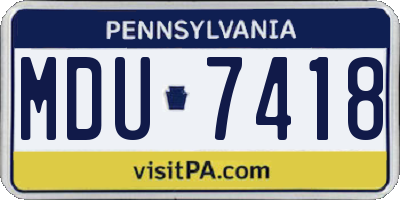PA license plate MDU7418