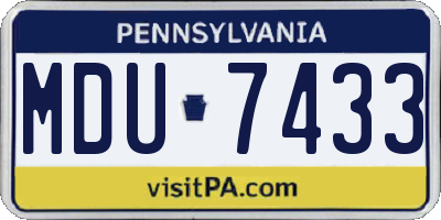 PA license plate MDU7433