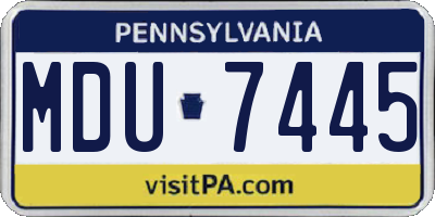 PA license plate MDU7445