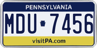 PA license plate MDU7456
