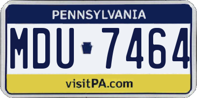 PA license plate MDU7464
