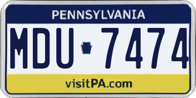 PA license plate MDU7474