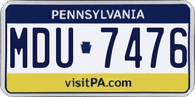 PA license plate MDU7476